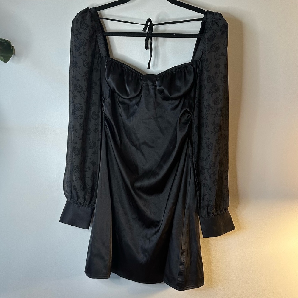 DANIELLE BERNSTEIN WeWoreWhat Black Puff Sleeve Mini Dress